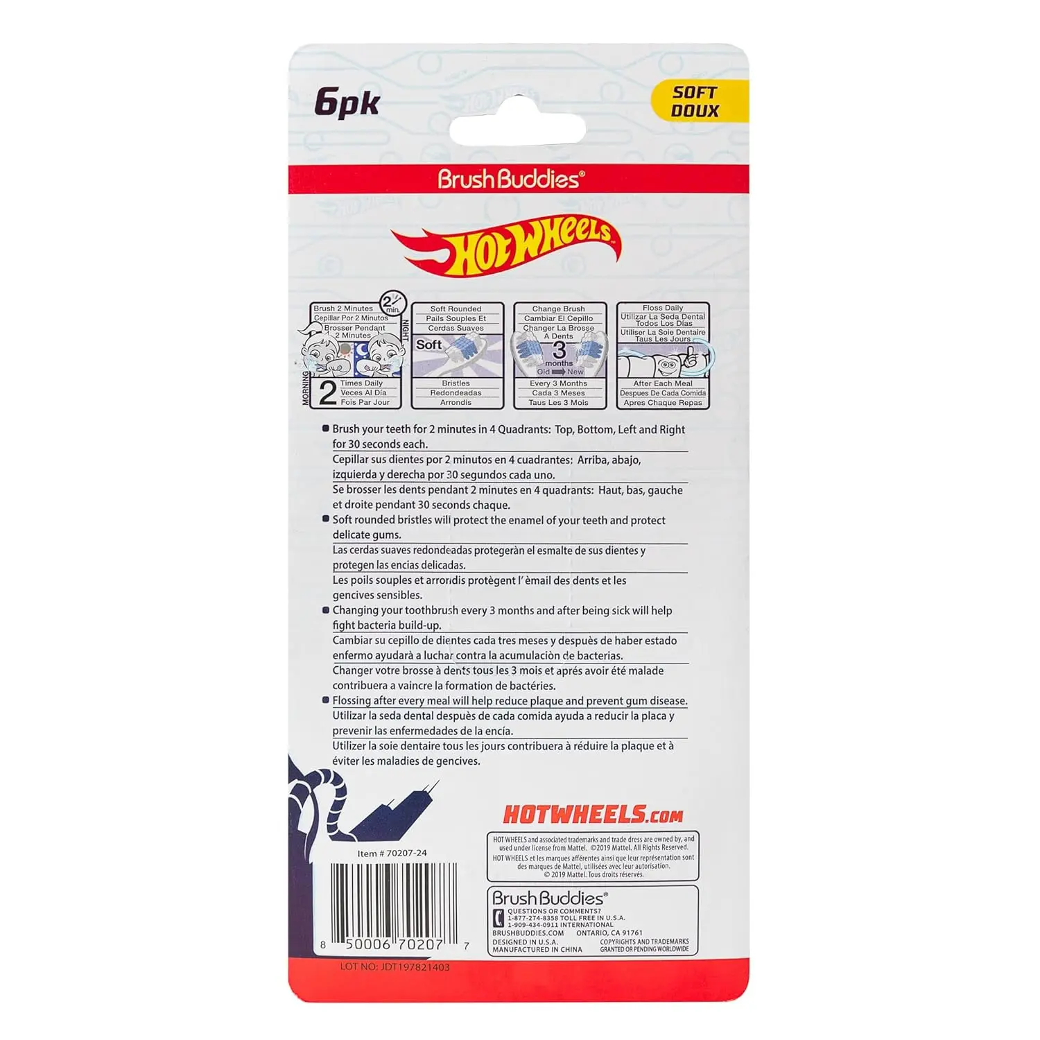 Hot Wheels Toothbrush Kids - Soft Bristles 6 Pack - Image 4