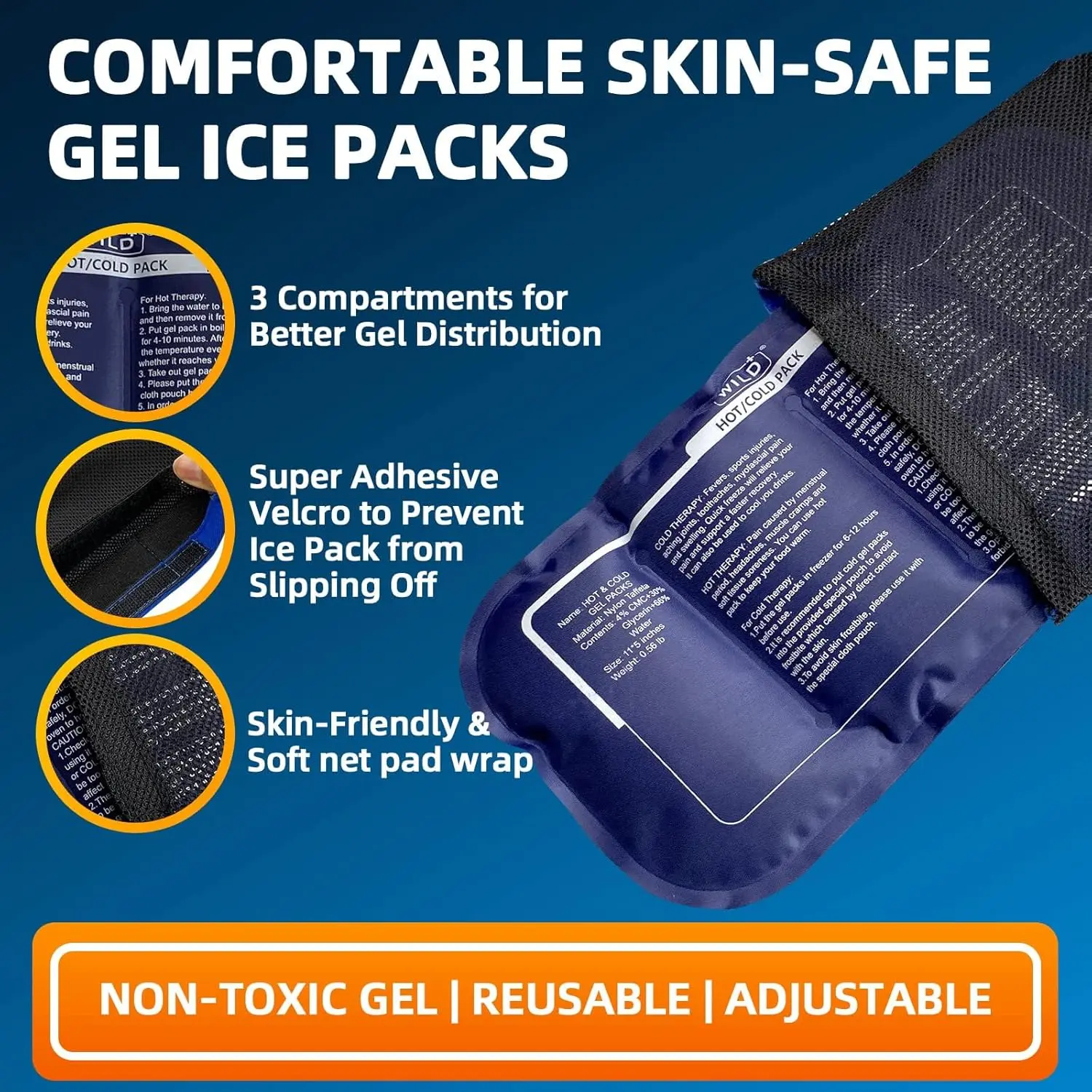 Ice Pack for Injuries Reusable Hot Cold Compress - Image 2