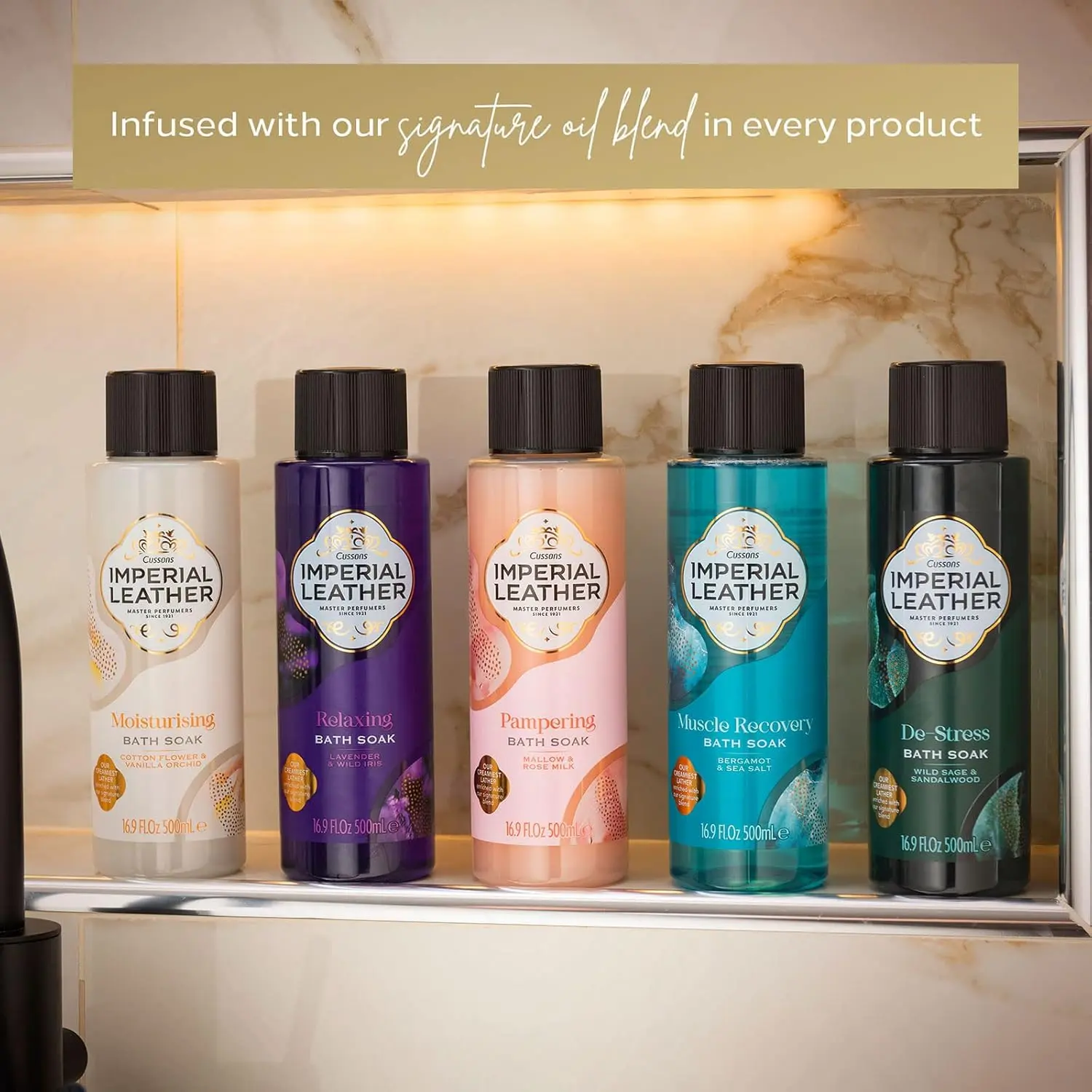 Four bottles of Imperial Leather Marshmallow and Rose Milk bath soak offer a pampering and fragrant bubble bath experience for soft and gentle skin care.