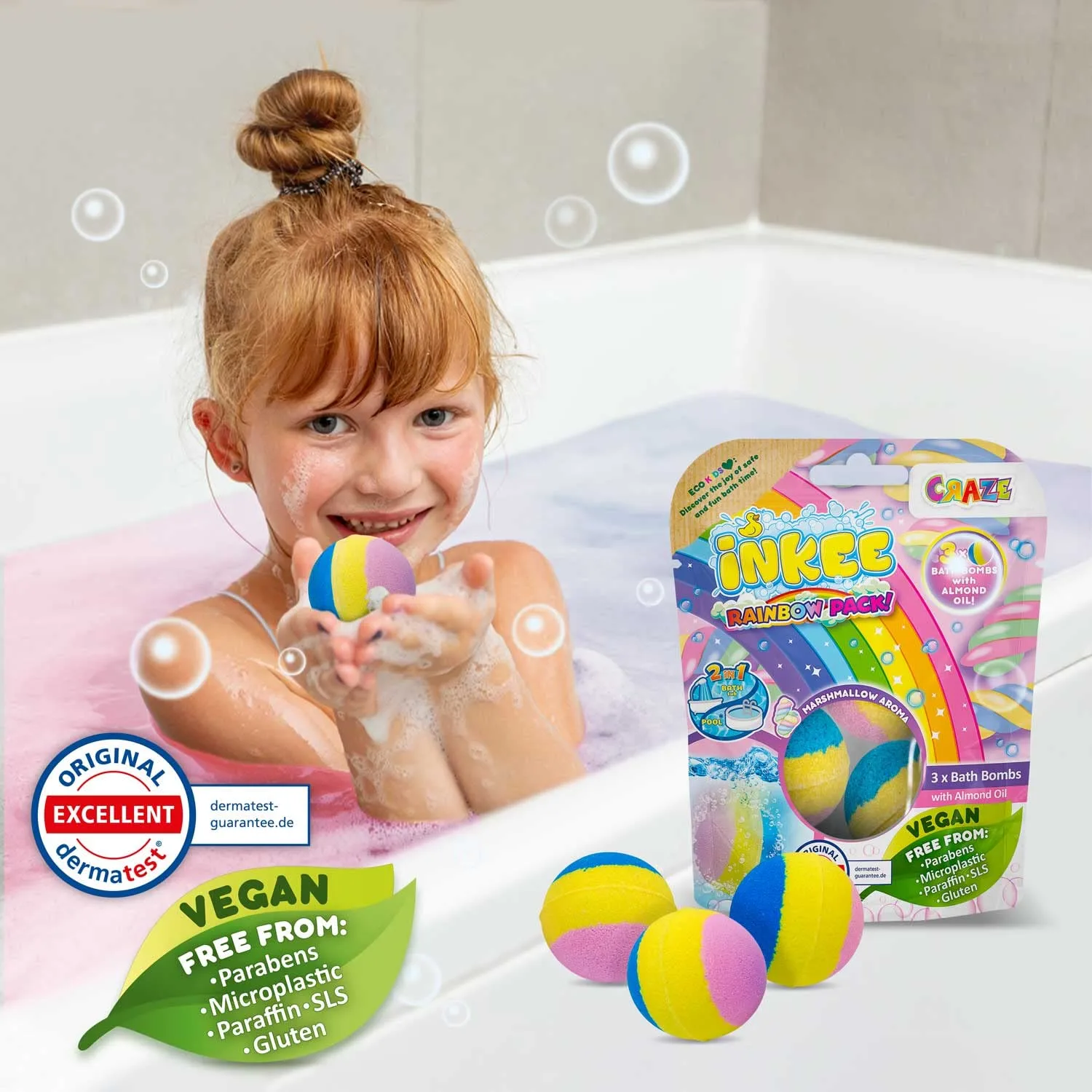 Inkee Bath Bombs Kids - Vegan, Dermatest Approved - Image 7