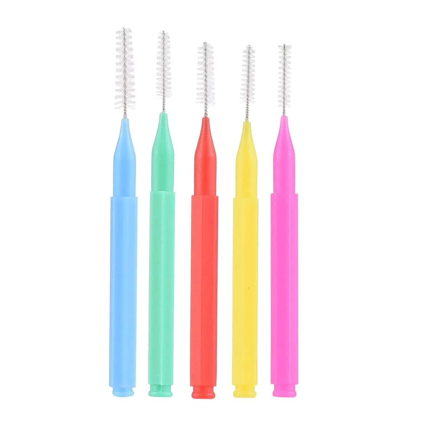 This set includes 100 colorful interdental brushes for cleaning between teeth and maintaining healthy gums, perfect for braces and daily oral hygiene.