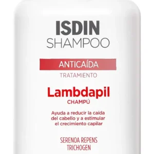Isdin Lambdapil shampoo helps reduce hair loss and stimulate follicle growth for denser, stronger, and more voluminous hair in both men and women.