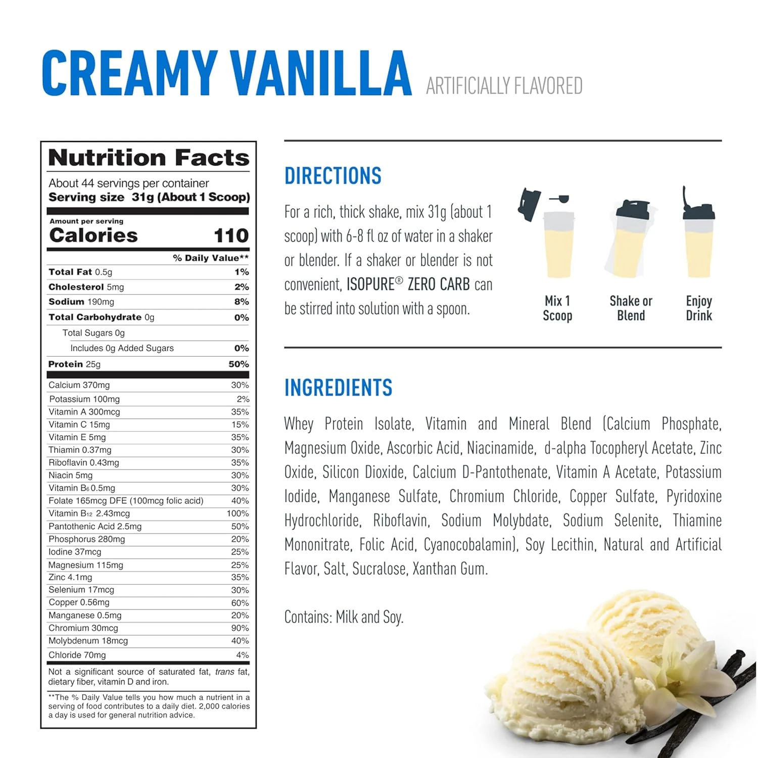 Isopure Zero Carb Whey Protein - Creamy Vanilla - Image 5