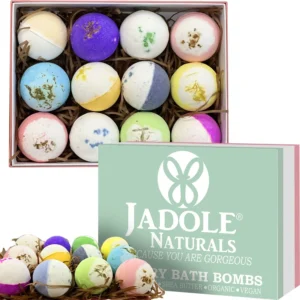 Jadole Naturals Bath Bombs Gift Set - 12 Organic Scents