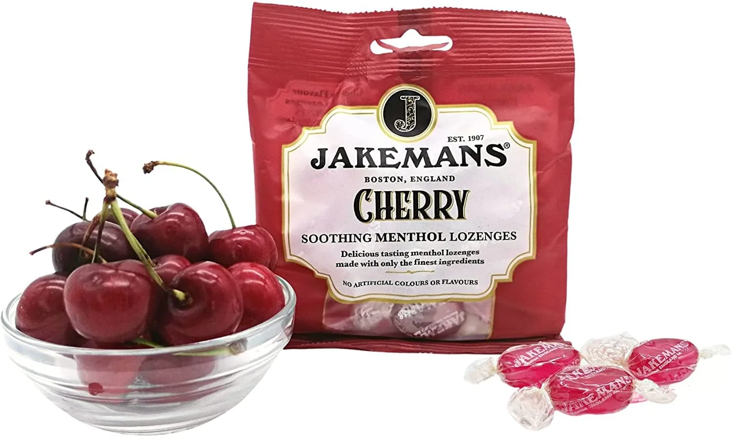 Jakemans Cherry Menthol Sweets 100g - Image 7