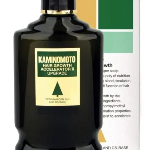 Kaminomoto Hair Growth Accelerator II promotes hair regrowth and fights hair loss, restoring scalp function and preventing dandruff on normal hair and skin.