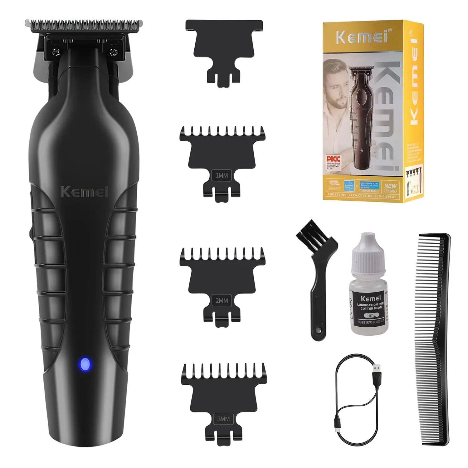 The Kemei 2299 professional cordless hair and beard trimmer provides barber-grade precision with a long-lasting rechargeable battery and quiet, powerful motor.