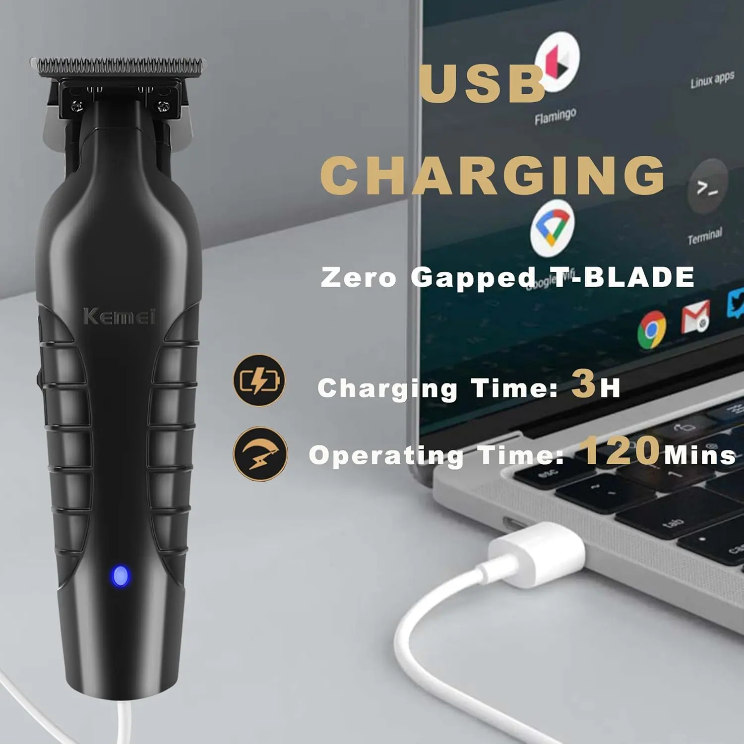 The Kemei 2299 professional cordless hair and beard trimmer provides barber-grade precision with a long-lasting rechargeable battery and quiet, powerful motor.