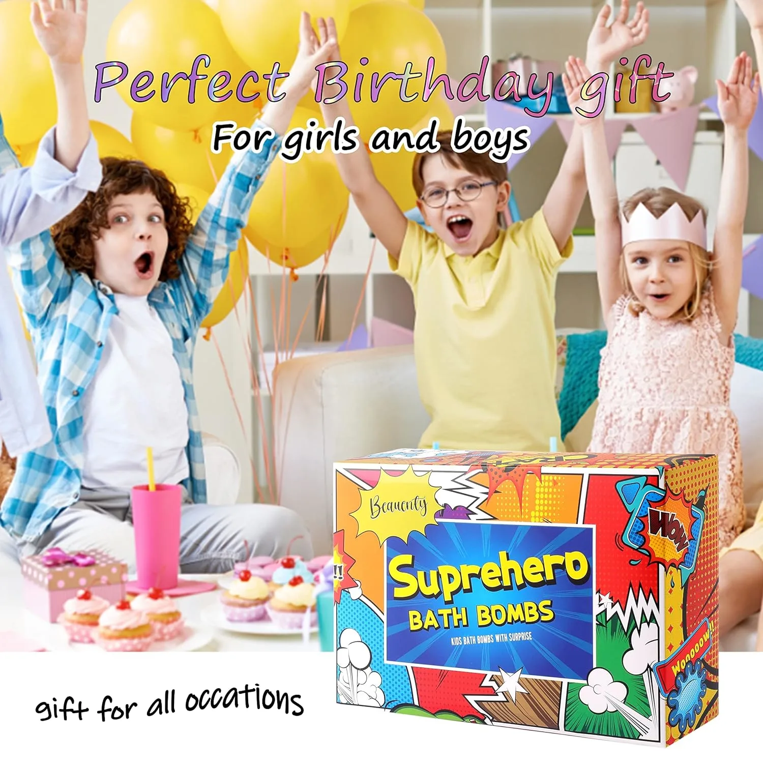 Kids Bath Bombs with Toys, 6 Pack, Natural - Image 5