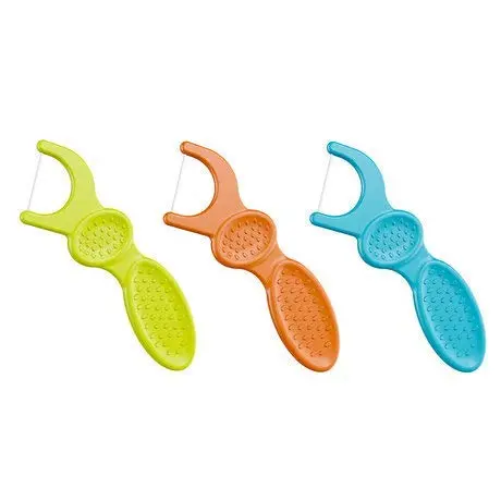 These fun, fruit smoothie swirl kids' flossers feature easy-grip handles and strong floss for effective dental cleaning between children's teeth.