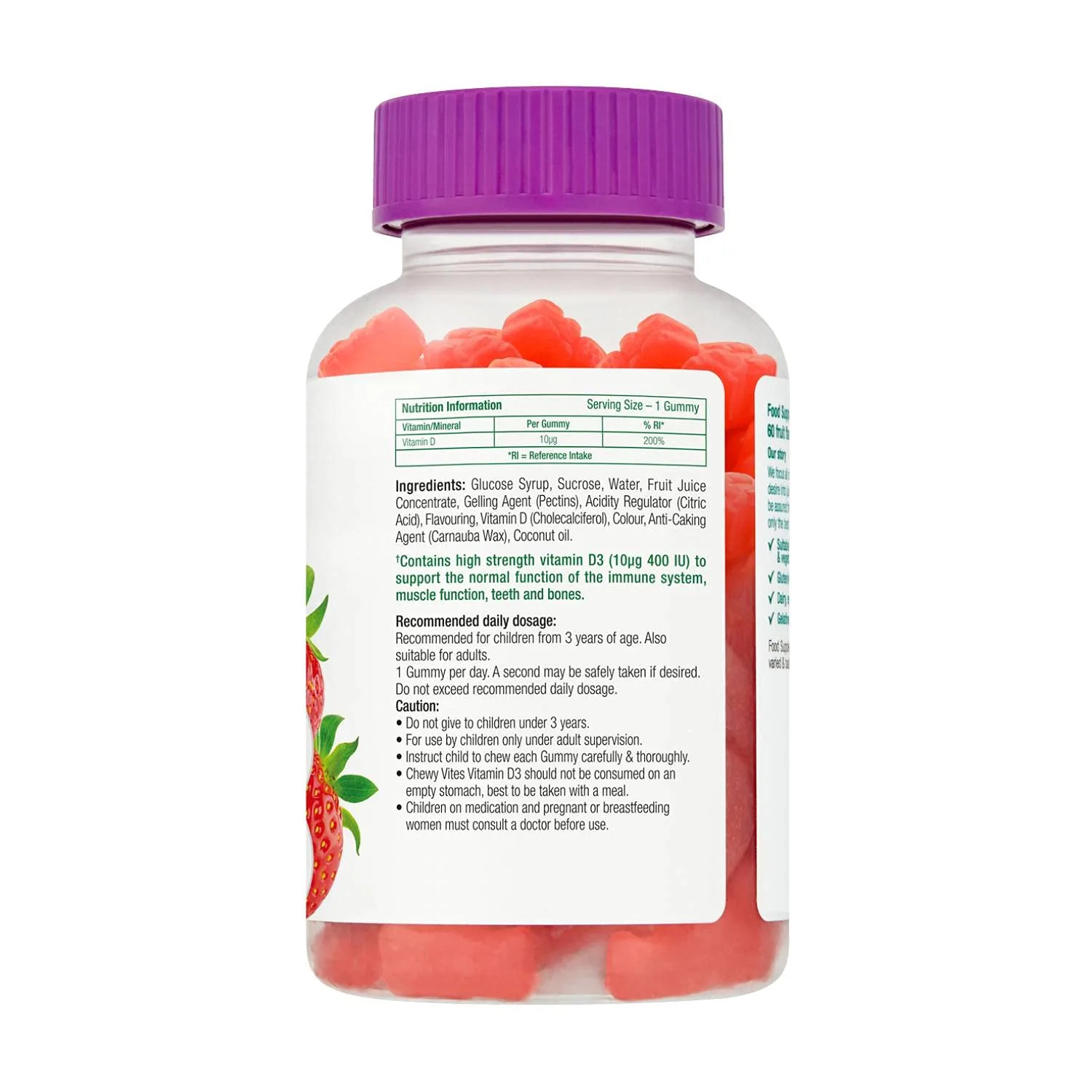 Kids Vit D3 Gummies, High Strength, Vegan, 3+ Years - Image 2