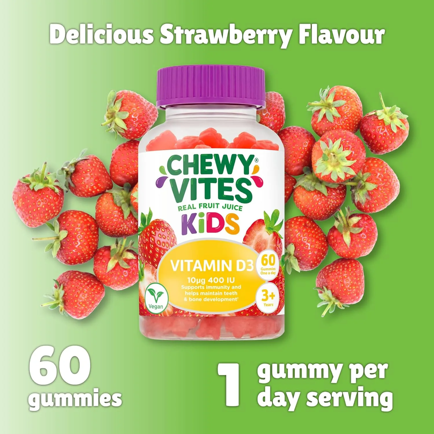 Kids Vit D3 Gummies, High Strength, Vegan, 3+ Years - Image 3