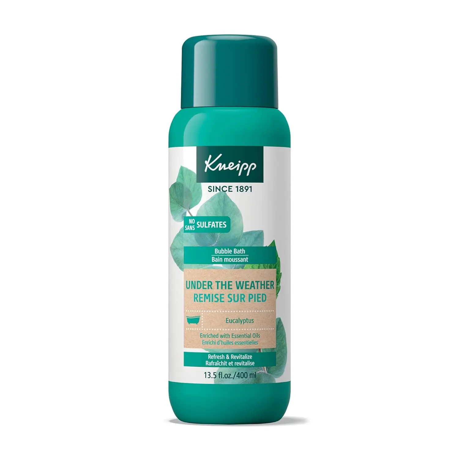 Kneipp Eucalyptus Aromatherapy Bubble Bath provides respiratory wellness and under the weather relief with plant-based, vegan ingredients for up to eight relaxing aromatherapy baths.