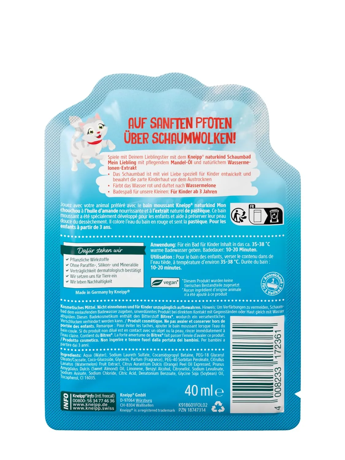 Kneipp Kids Bubble Bath Cherry - Sensitive Skin - Image 5