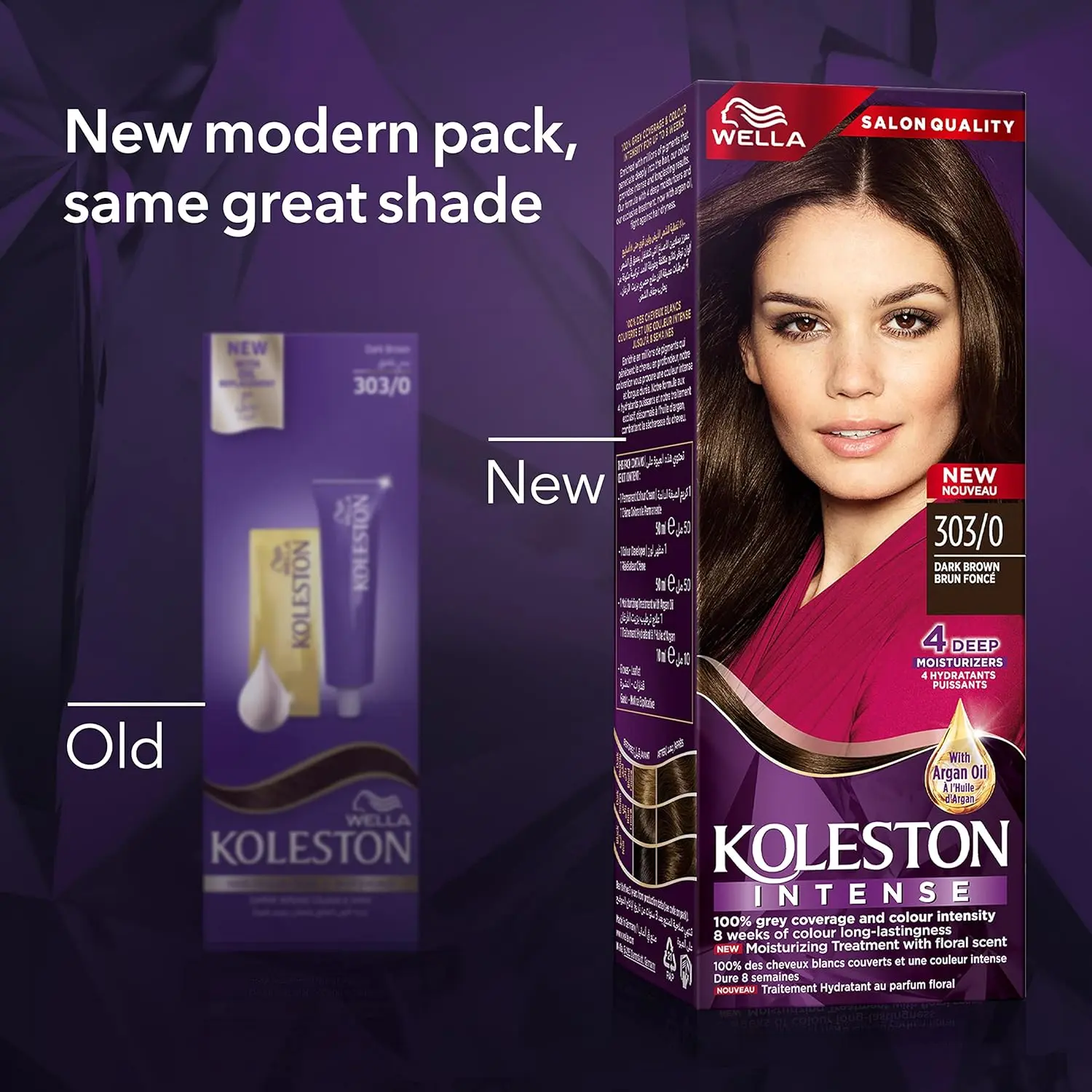 KOLESTON Intense dark brown hair dye delivers expert, long-lasting color with irresistible shine and grey coverage, conditioning hair with oil replacement.