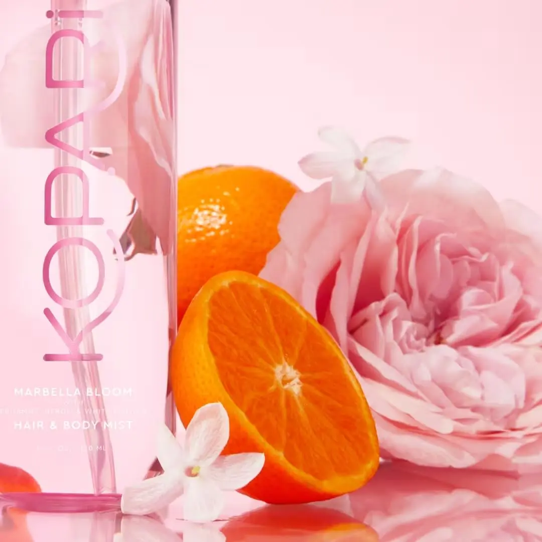 Kopari Marbella Bloom hair and body mist with bright floral notes of neroli and bergamot, perfect for a refreshing summer scent.