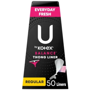 U by Kotex Balance Daily Thong Liners provide light absorbency and an everyday fresh feel in a discreet, regular length pantiliner that's perfect for thong underwear.