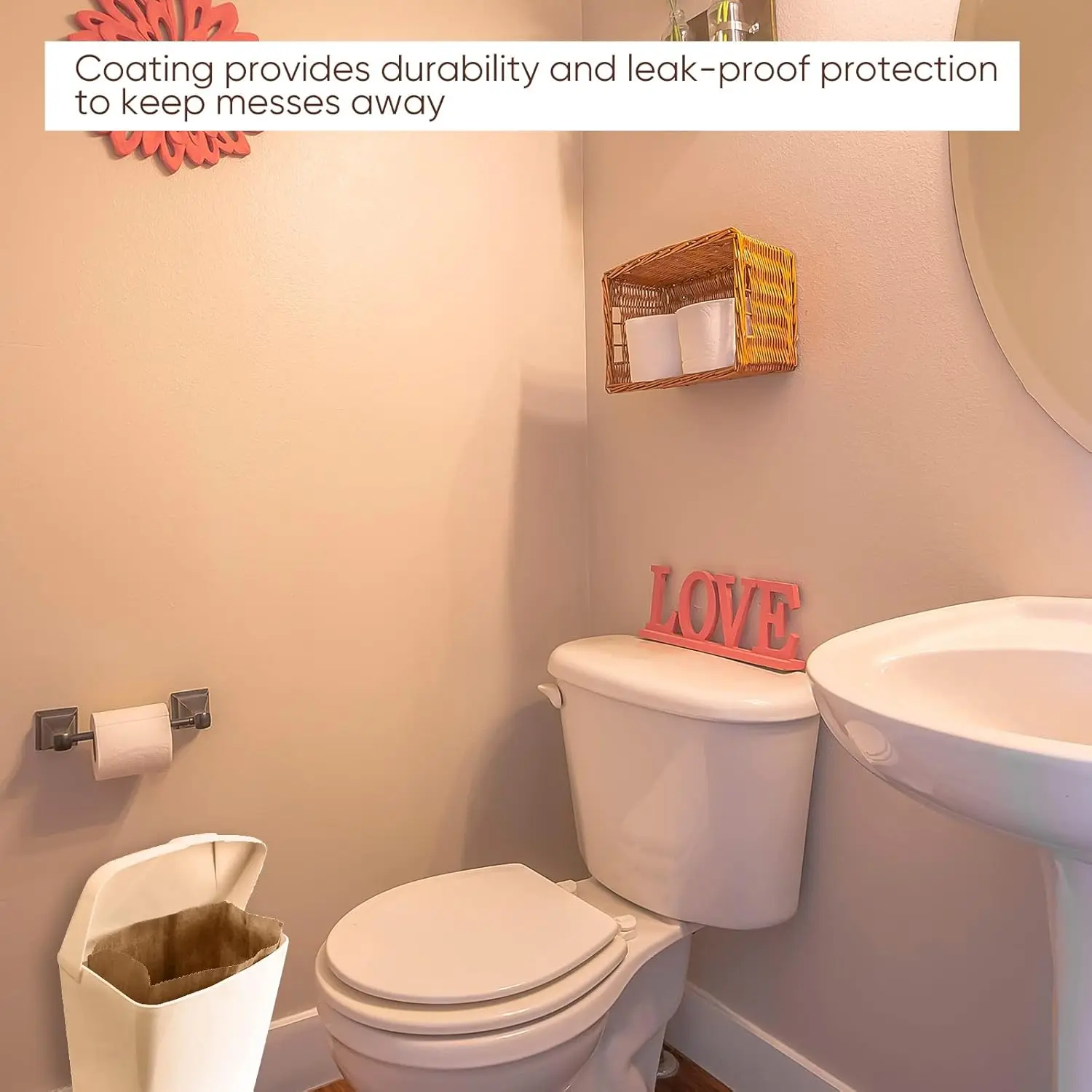 These brown kraft sanitary napkin disposal bags with waxed coating offer reliable, leak-proof protection for feminine hygiene products in restrooms and personal dispensers.