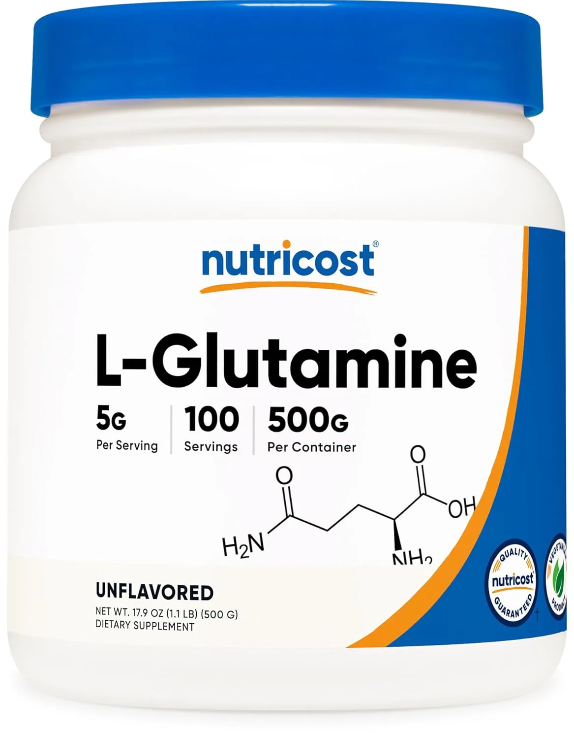 Nutricost L-Glutamine - Gluten Free Non-GMO - 500g