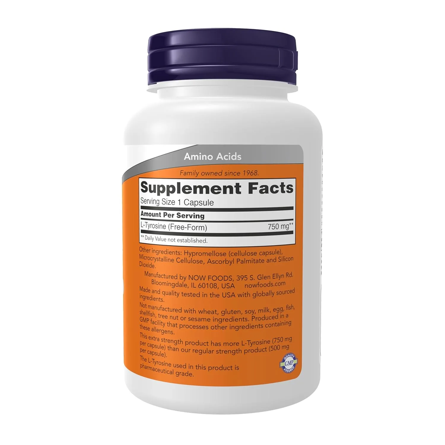 NOW L-Tyrosine 750mg - Mental Alertness & Neurotransmitter Support - Image 2