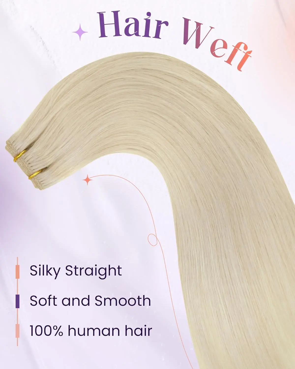LaaVoo blonde Remy human hair wefts offer a soft, silky straight texture that can be attached with micro beads for a full, natural look.