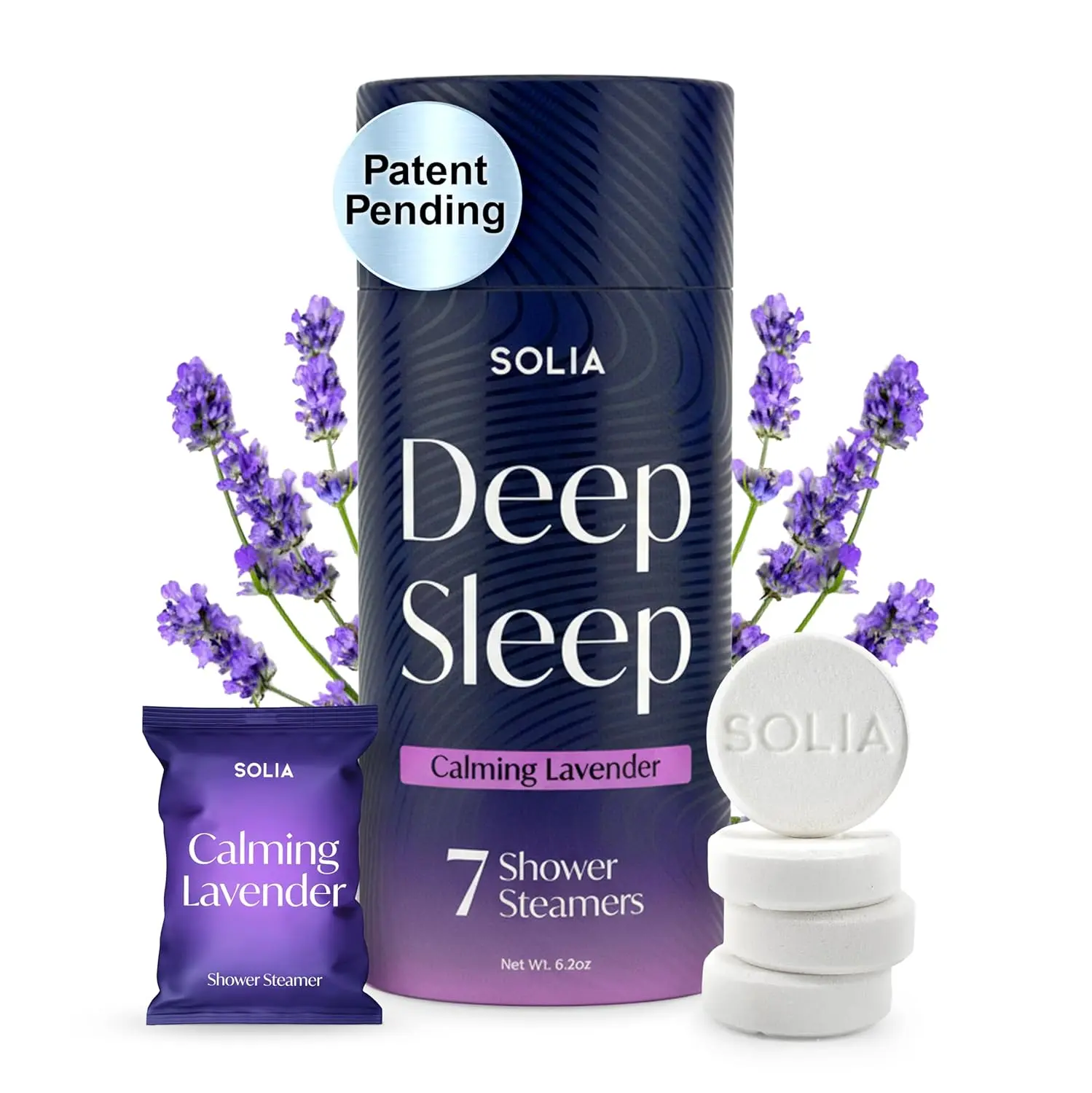 Seven individually wrapped lavender aromatherapy shower steamers provide a relaxing and calming spa experience at home.