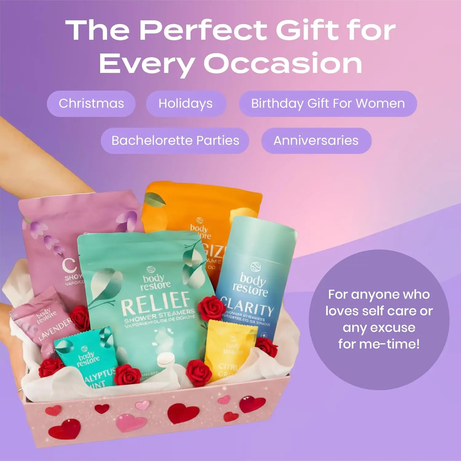 Fifteen lavender scented shower steamers offer aromatherapy relaxation in the shower, perfect bedtime and self-care gifts for women.