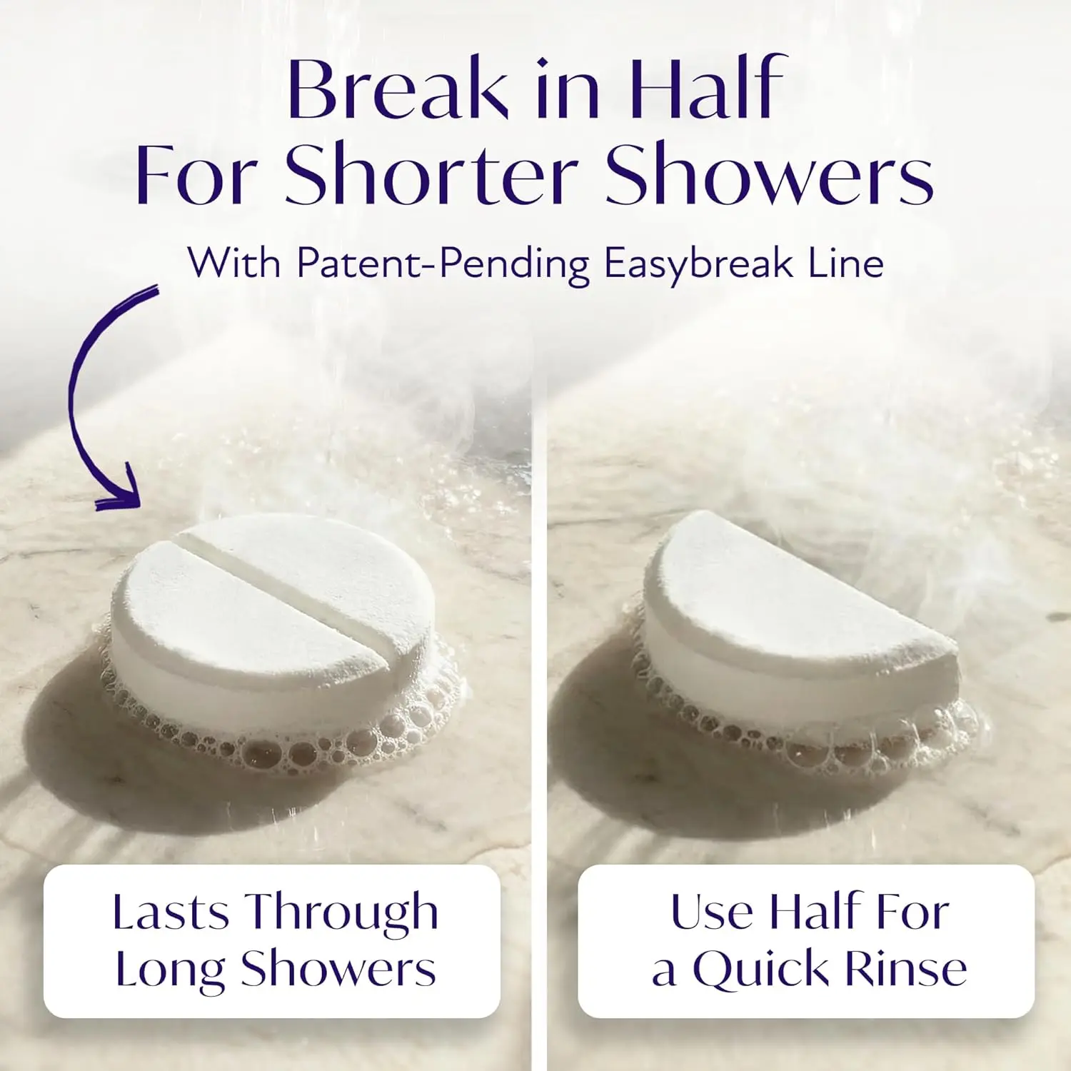 Seven individually wrapped lavender aromatherapy shower steamers provide a relaxing and calming spa experience at home.