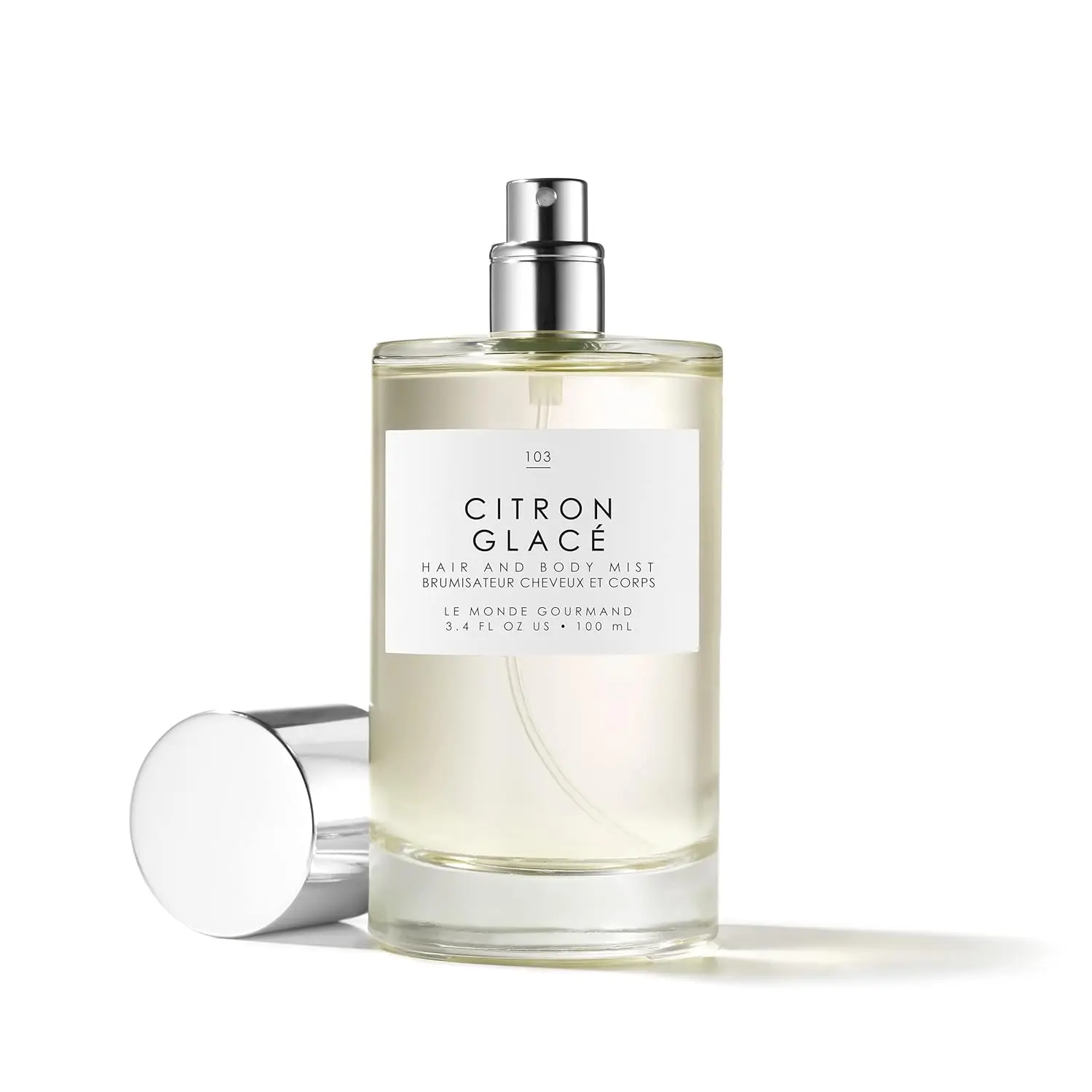 Le Monde Gourmand Citron Glacé hair and body mist with refreshing notes of lemon and jasmine.