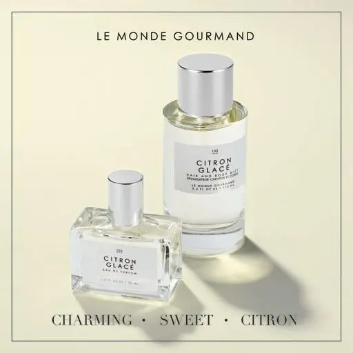 Le Monde Gourmand Citron Glacé hair and body mist with refreshing notes of lemon and jasmine.