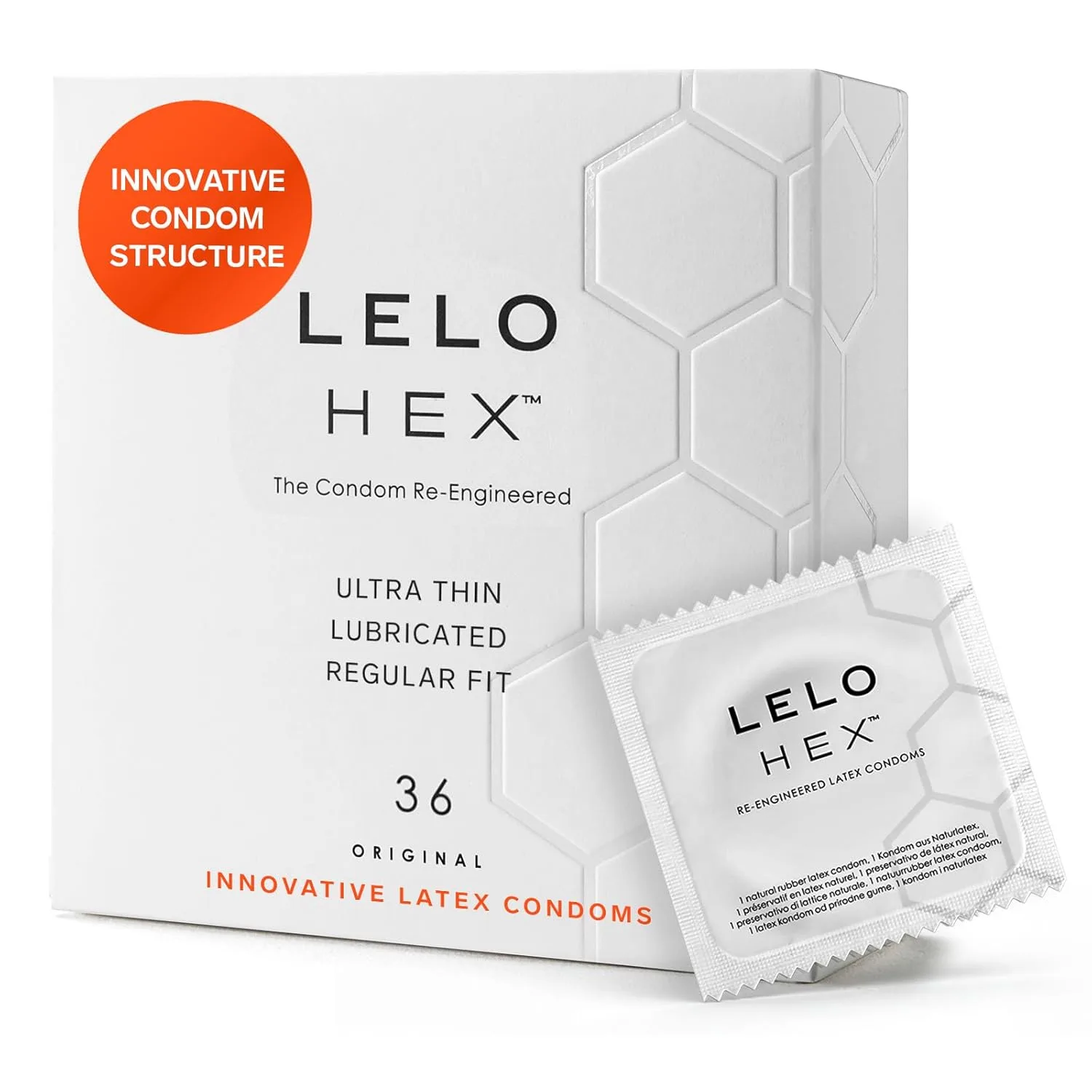 LELO HEX Condoms - Ultra Thin, Strong, 36 Count