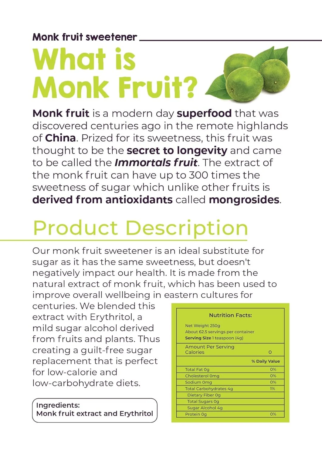 Livsmart Monk Fruit Sweetener - Keto Zero Calorie - Image 5