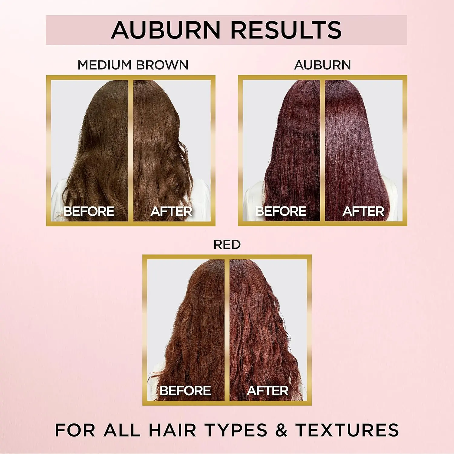 L'Oreal Paris auburn toning hair gloss enhances red tones, boosts shine, and deeply conditions for healthy, vibrant red or brown hair.