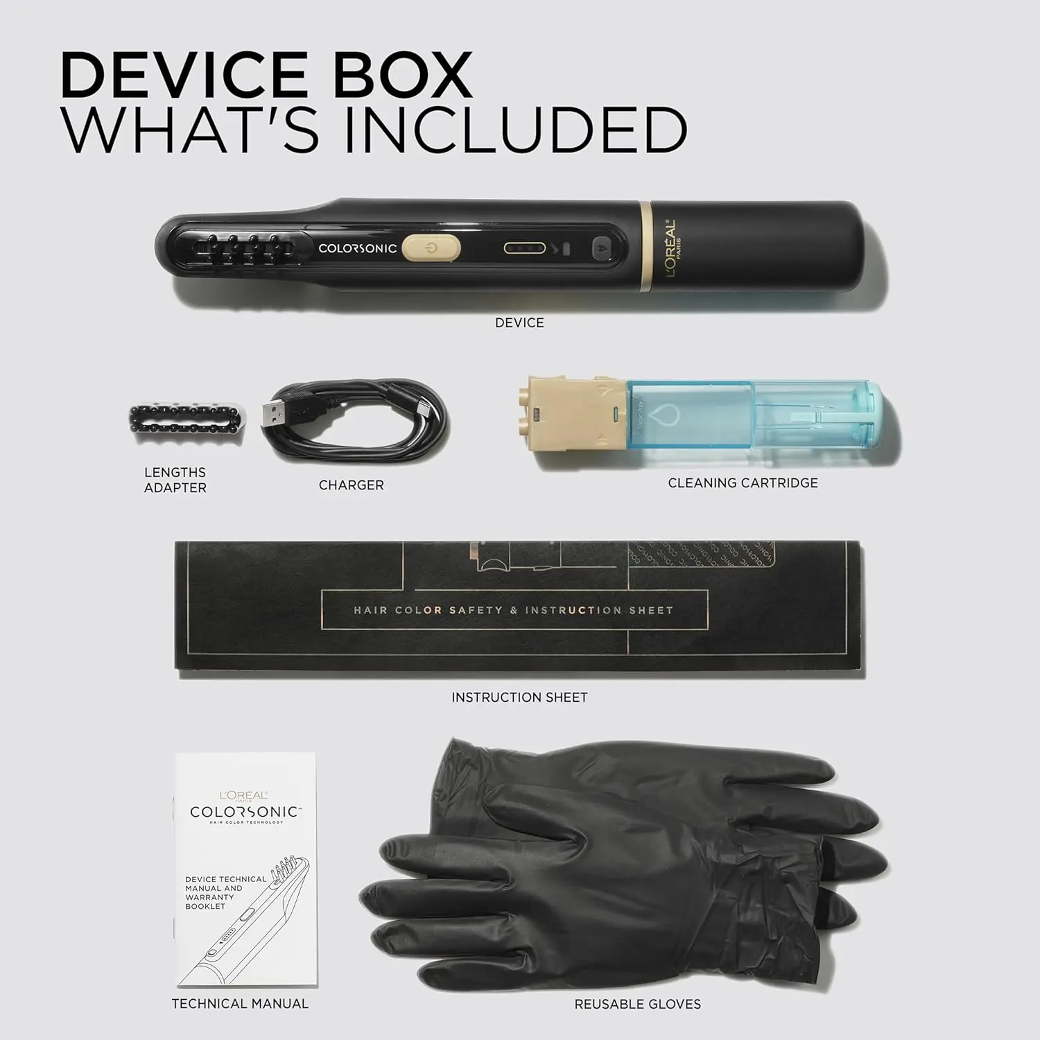 The L'Oreal Colorsonic hair dye device provides fast, mistake-free, salon-quality permanent hair color and gray coverage at home with multi-use hair color cartridges.