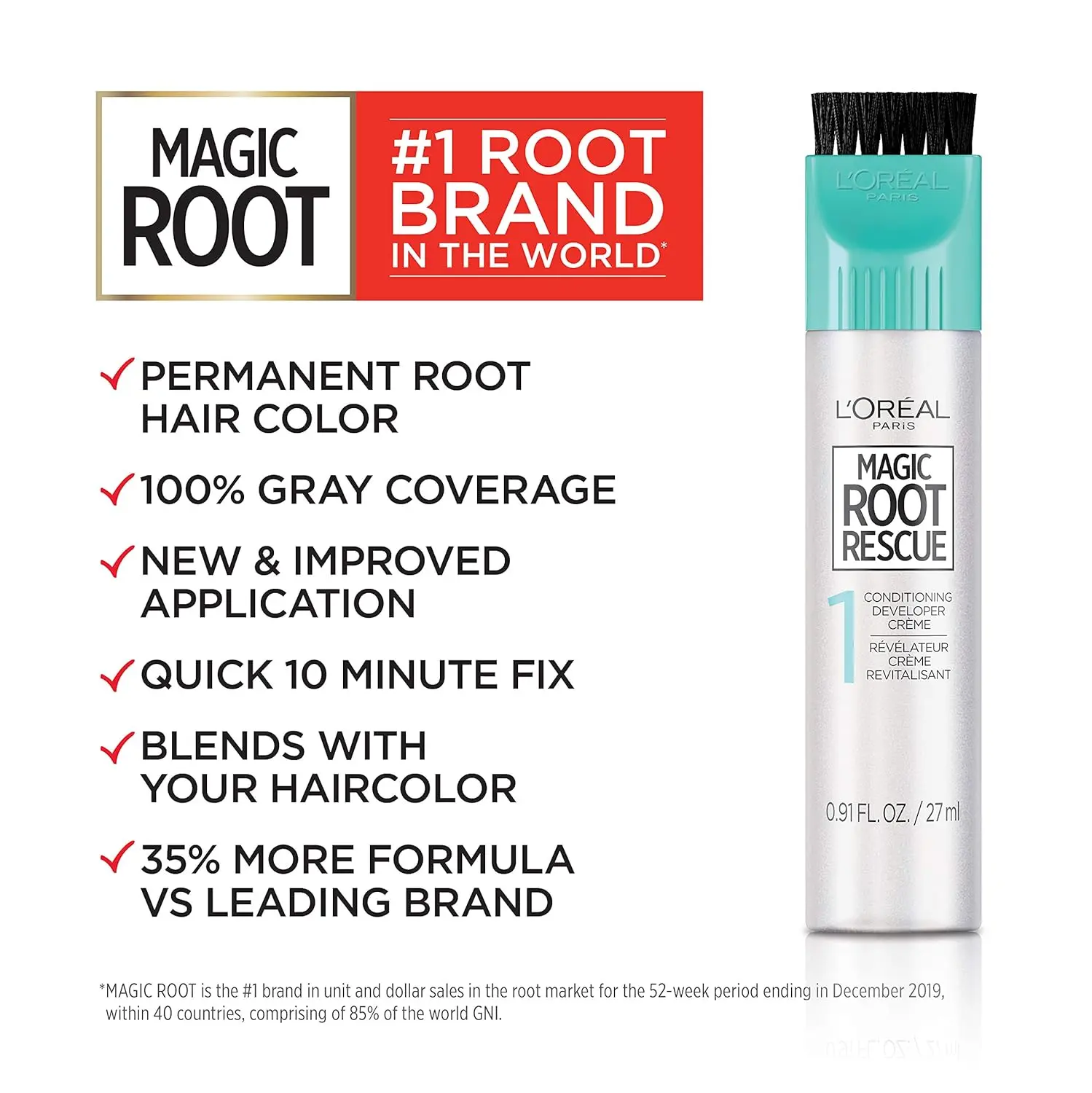 A box of L'Oréal Paris Root Rescue 10 Minute Root Coloring Kit in shade 7 Dark Blonde for quick and easy root touch-ups.