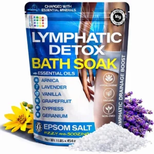 A relaxing bath soak with arnica and epsom salts to promote lymphatic drainage, detox, and relieve pain and swelling after surgery.