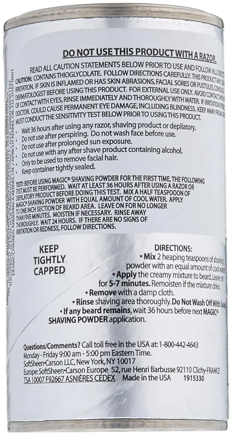 Two 4.5 ounce bottles of Magic Platinum Shaving Powder for skin conditioning.