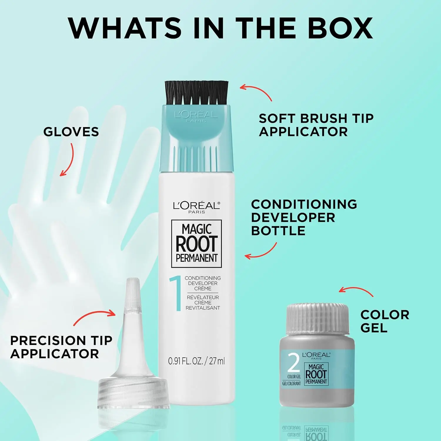 L'Oreal Paris Magic Root Rescue hair coloring kit in dark brown provides 100 percent gray coverage in just 10 minutes with its quick precision applicator for easy root touch-ups.