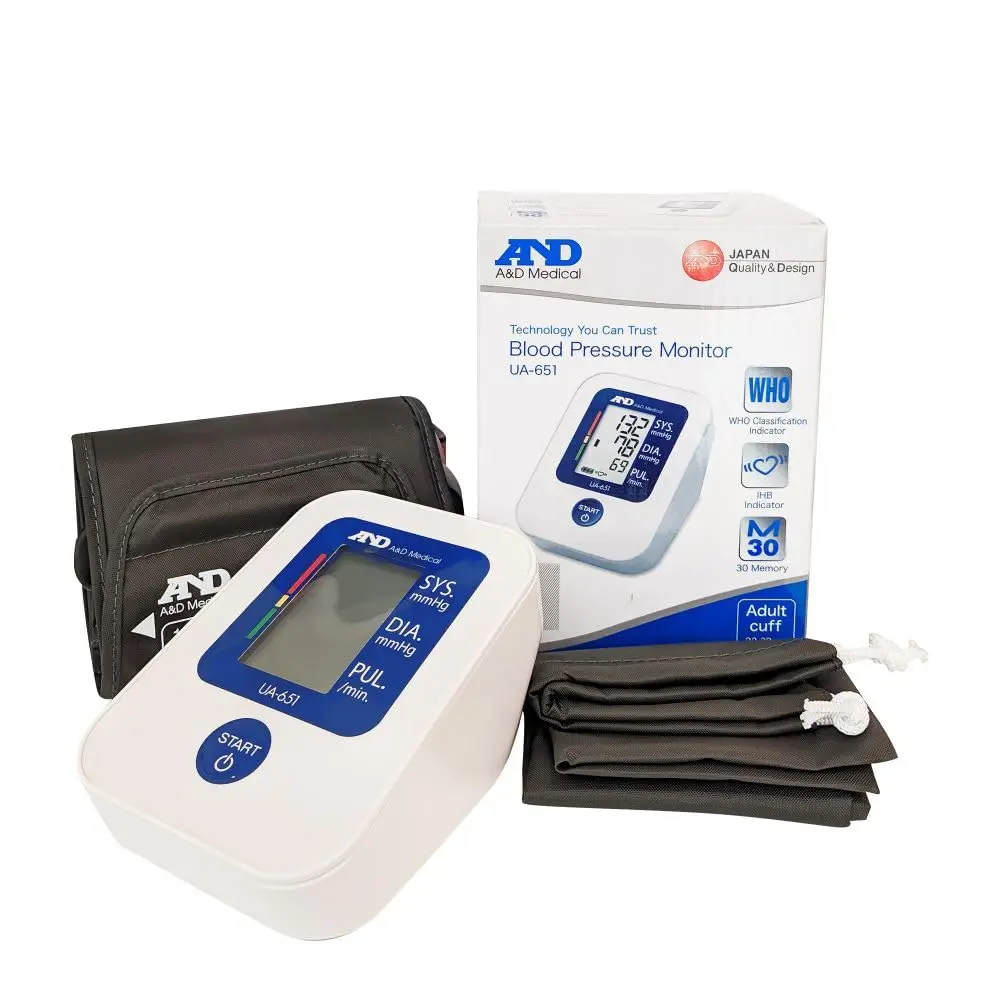 A&D Medical UA-651 upper arm blood pressure monitor with Bluetooth connectivity, clinically validated for accuracy and atrial fibrillation screening.