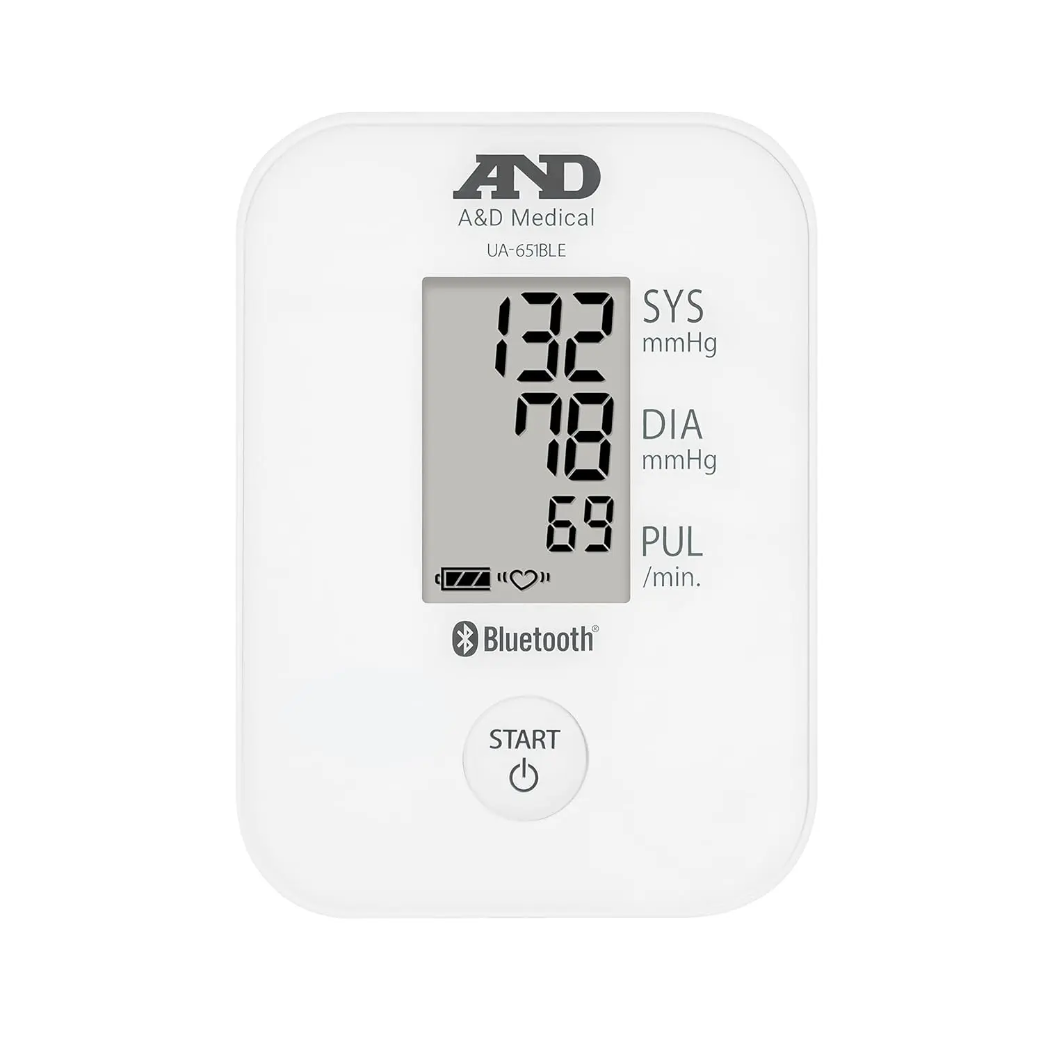 A&D Medical digital upper arm blood pressure monitor with Bluetooth connectivity for easy data tracking on your phone.