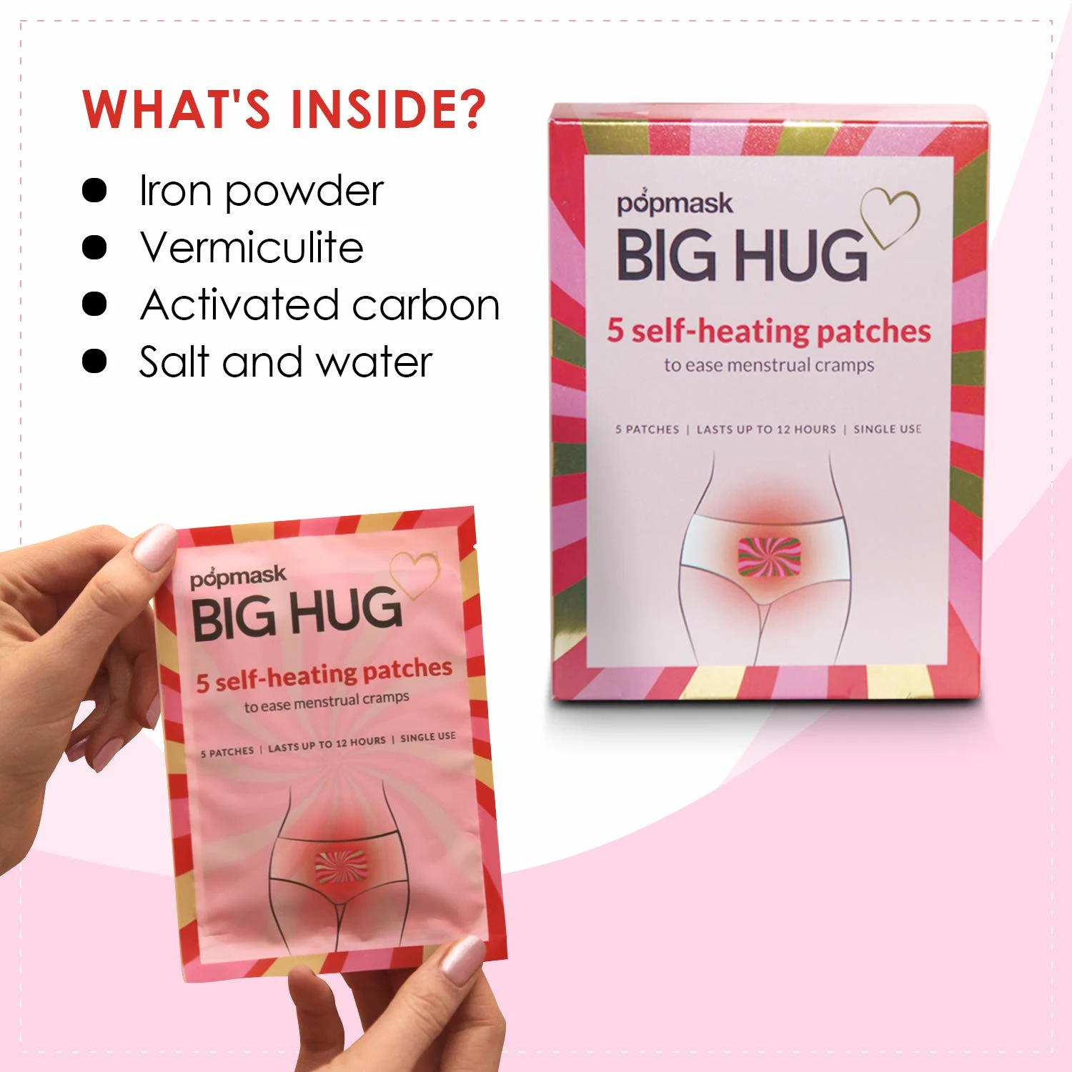 POPBAND Big Hug - 12H Menstrual Cramp Relief Heat Patches - Image 4