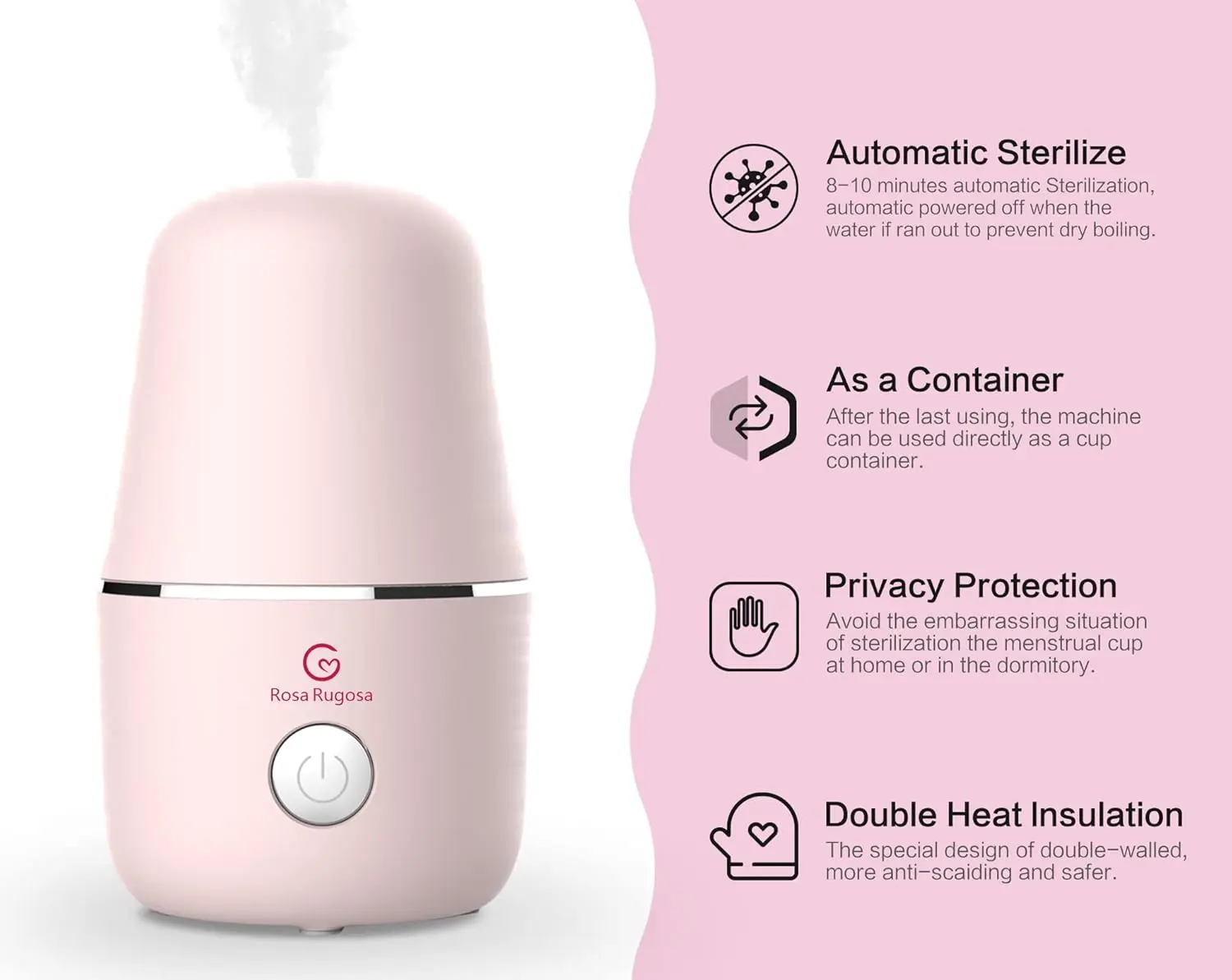 This menstrual cup steamer kit includes two reusable period cups and offers automatic sterilization for convenient and hygienic period care.