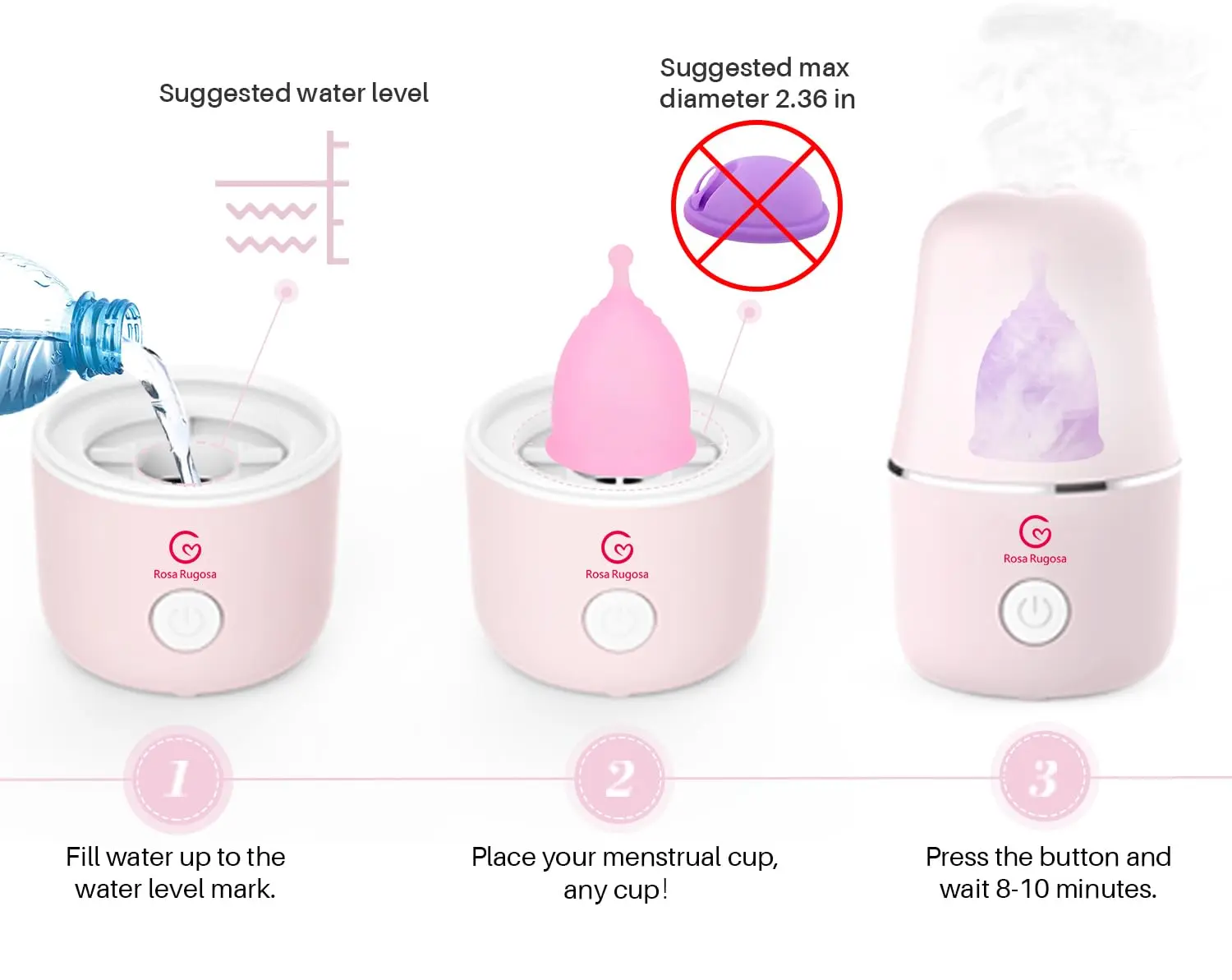 This menstrual cup steamer kit includes two reusable period cups and offers automatic sterilization for convenient and hygienic period care.