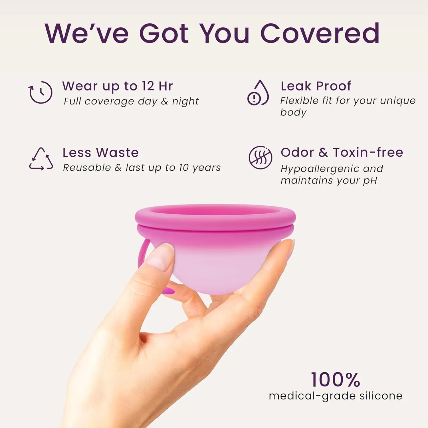 Ecoblossom reusable menstrual disc is a soft, flexible, and comfortable period cup made of medical-grade silicone, designed to provide 12-hour leak-proof protection and reduce irritation during menstruation.
