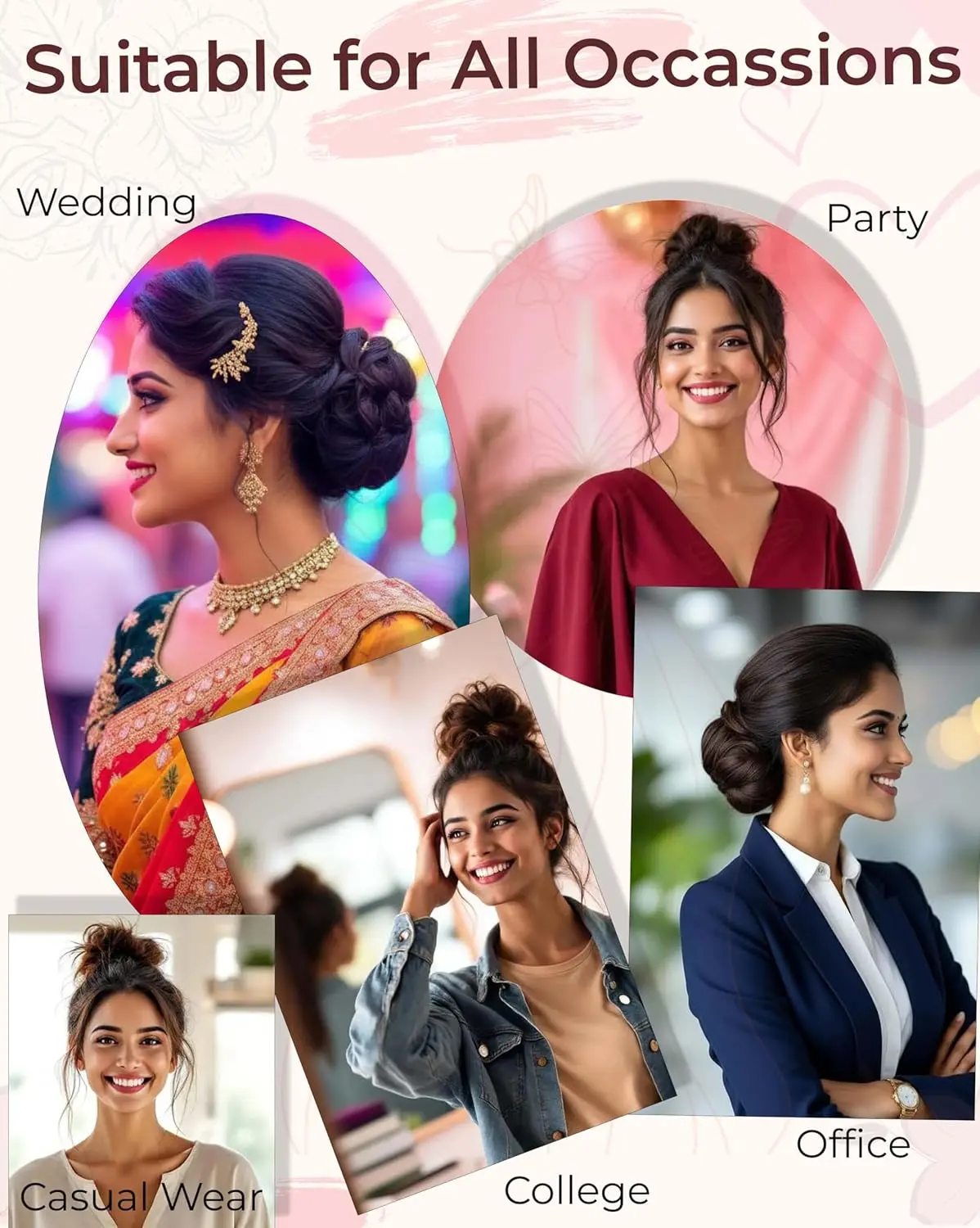 Natural brown messy bun hair extension that adds instant volume and effortless style, perfect for a quick and stylish hairdo.