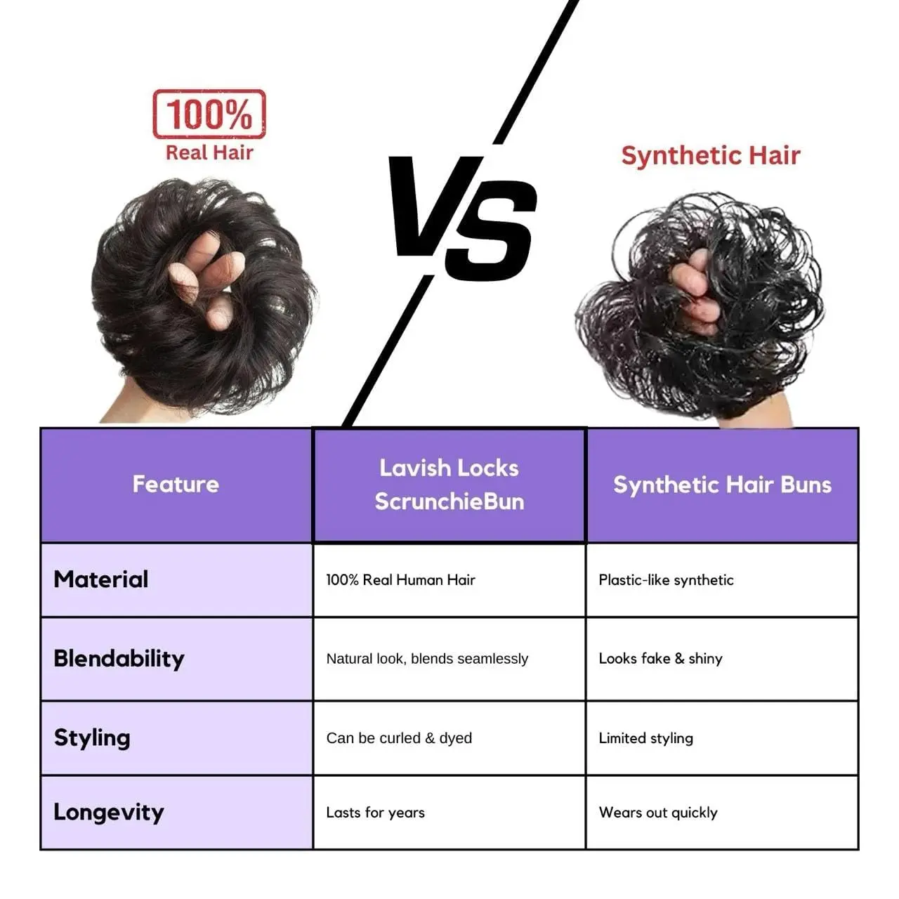 Natural black messy bun hair extension made with real human hair, perfect for creating effortless, trendy hairstyles for women and girls.