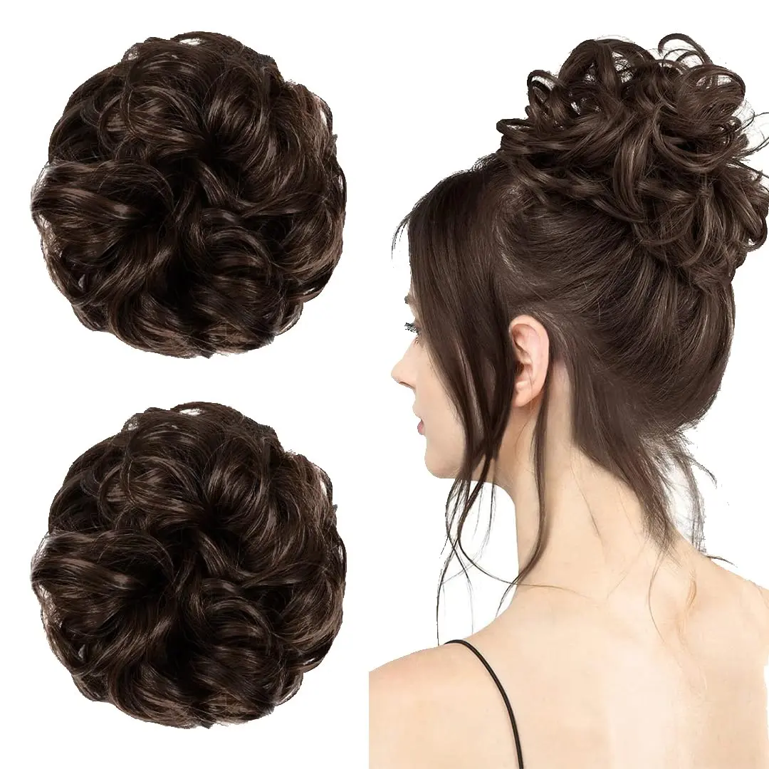 This natural brown messy bun hair extension instantly adds volume and effortless style to your hair, creating a fuller and more luxurious look.