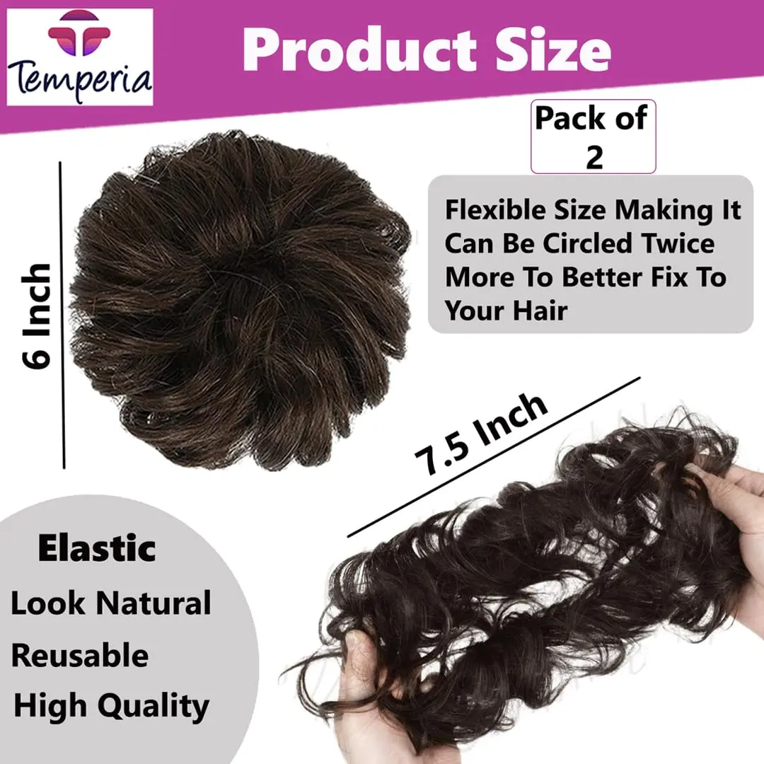 This natural brown messy bun hair extension instantly adds volume and effortless style to your hair, creating a fuller and more luxurious look.