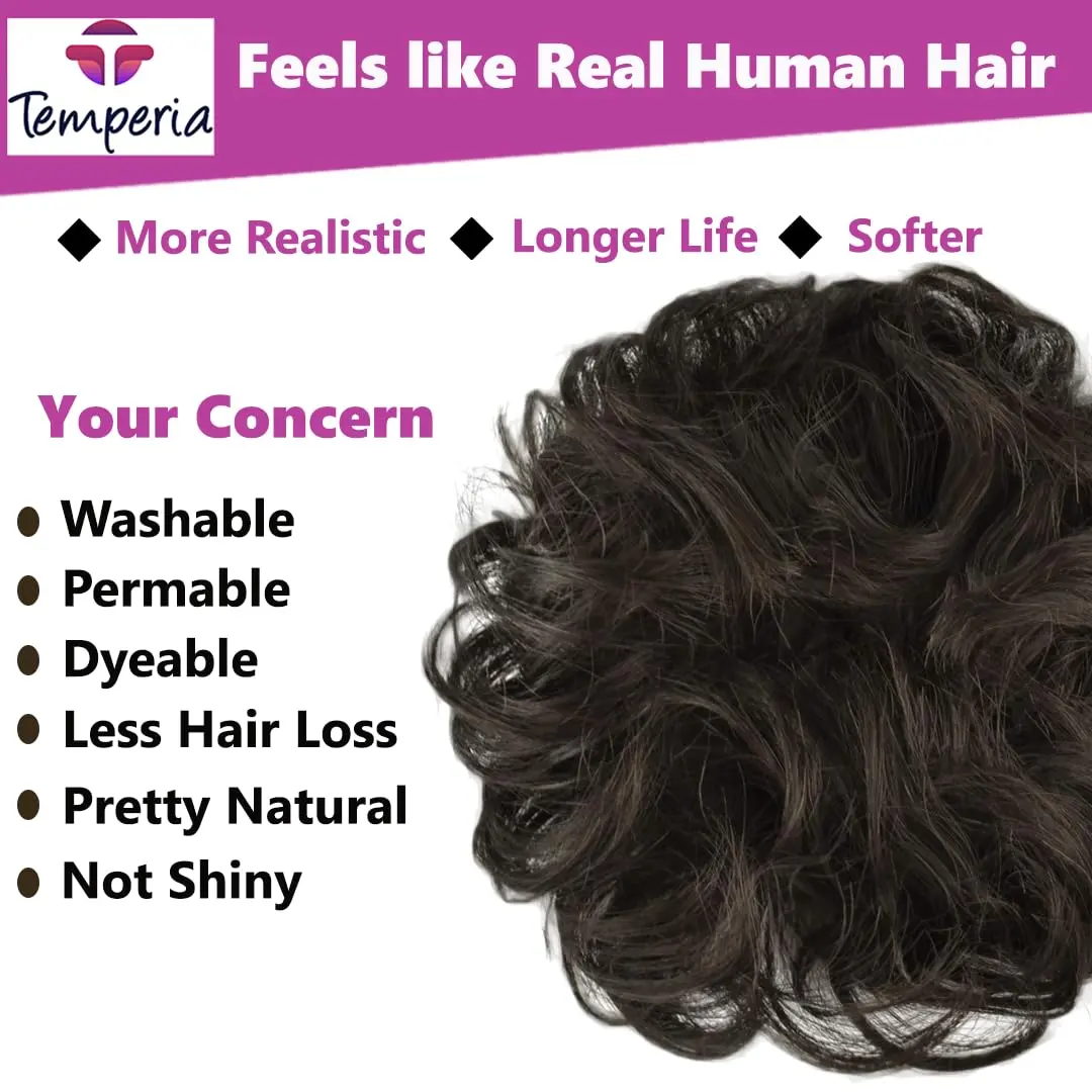 This natural brown messy bun hair extension instantly adds volume and effortless style to your hair, creating a fuller and more luxurious look.