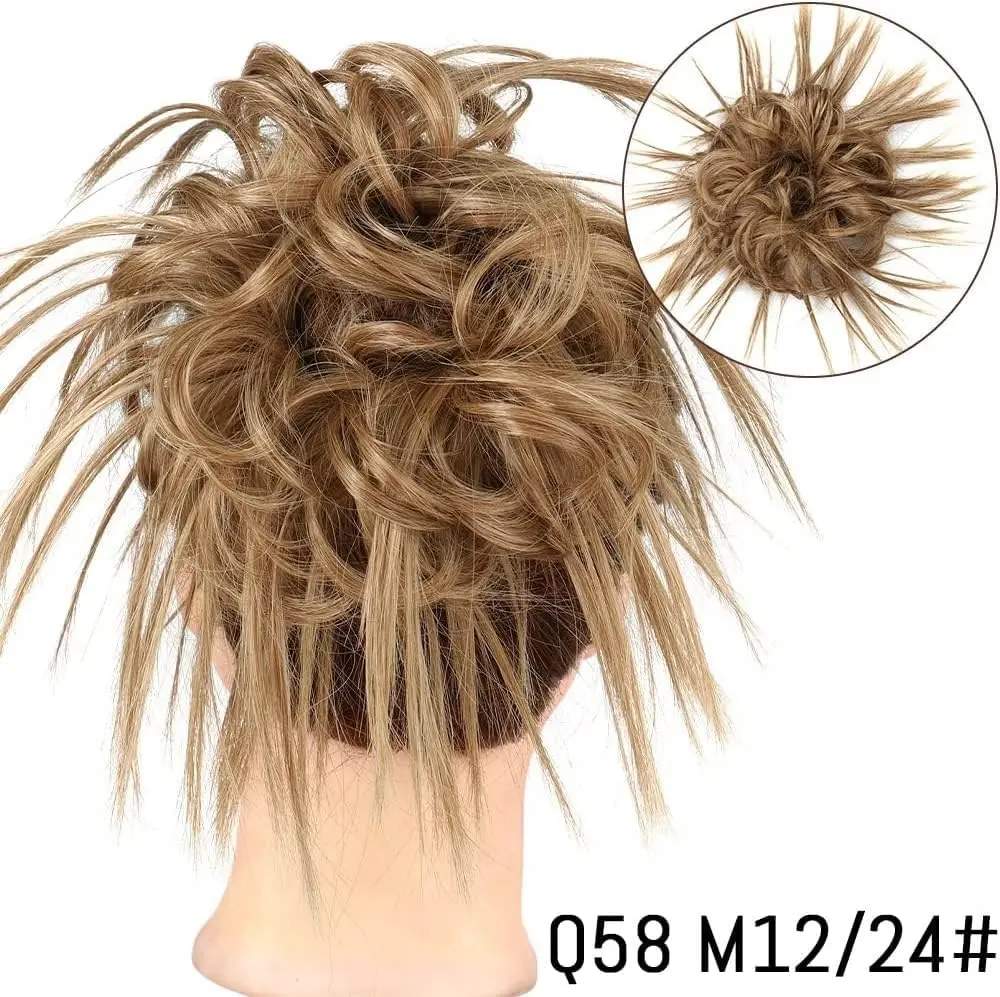 This durable, adjustable messy bun hair extension in #12H24 adds volume and creates various hairstyles for women, suitable for weddings, parties, and everyday wear.